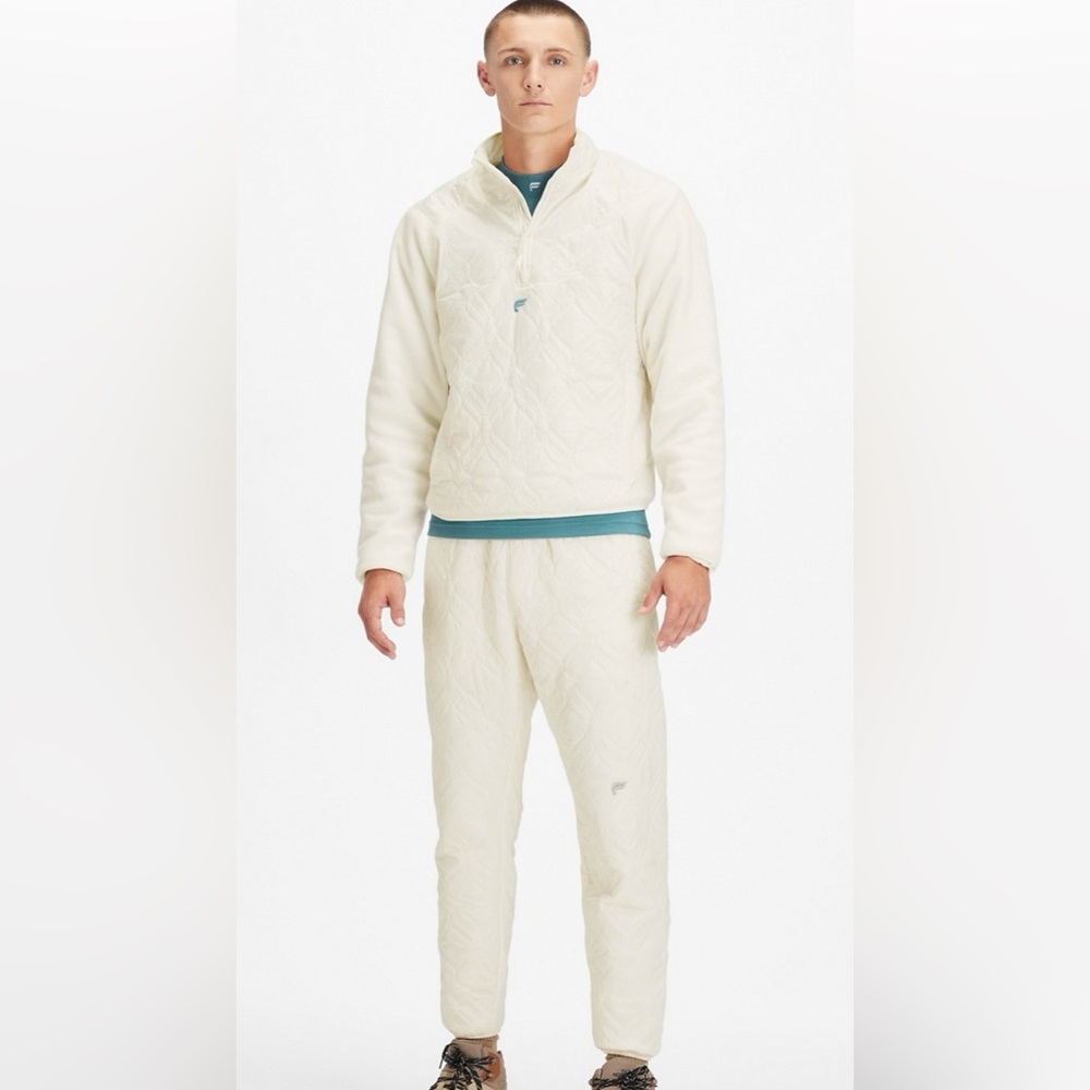 Fabletics Men's Size Large The Loft Bone Quilted Jogger Pants